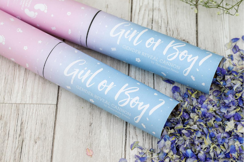 Biodegradable Gender Reveal Confetti Cannon - Eco Friendly Dried Petals for Baby Shower