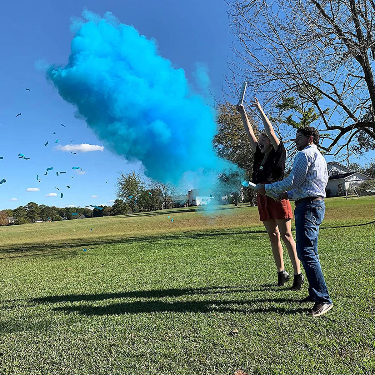 Gender Reveal Powder Confetti Cannon - Smoke Powder for Baby Shower