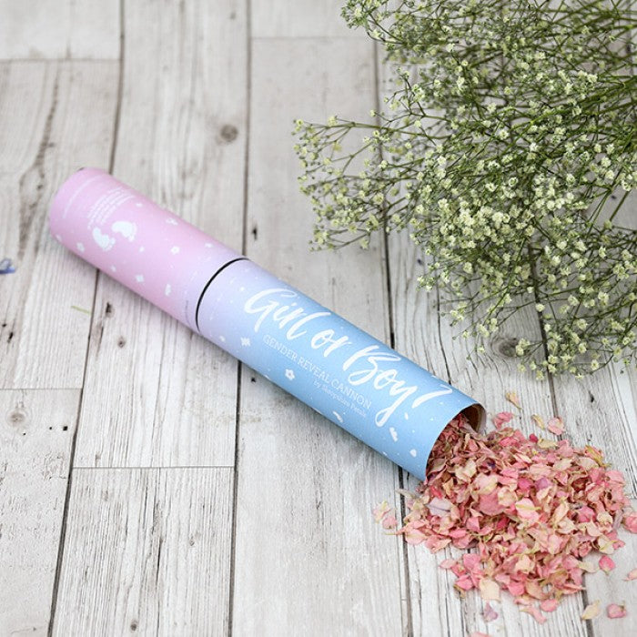 Biodegradable Gender Reveal Confetti Cannon - Eco Friendly Dried Petals for Baby Shower